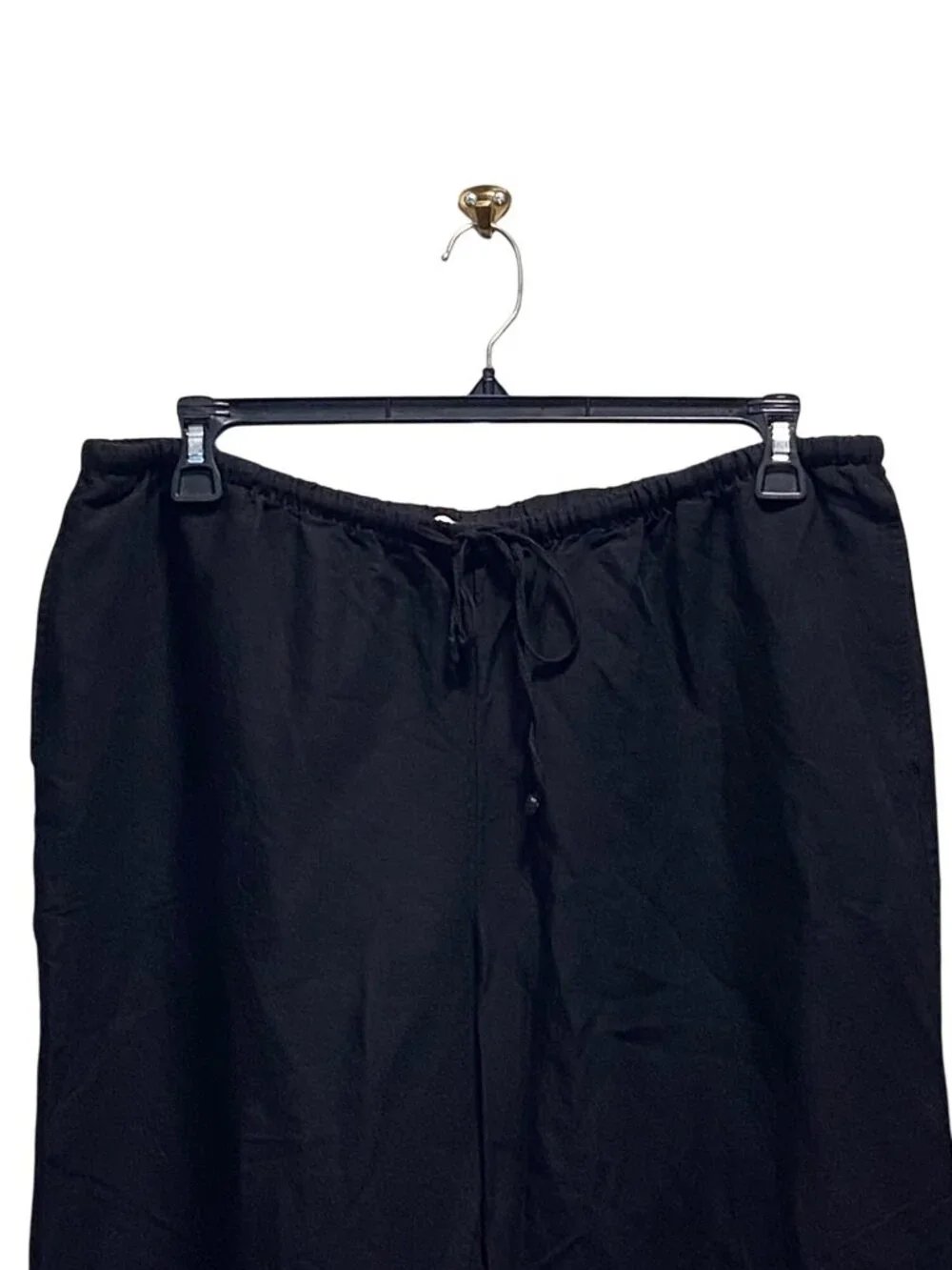 H&M Drawstring Linen Pants Black Size XL Beach Coastal Minimalist Vacation Cute